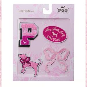 PINK X LoveShackFancy 4-Piece Patch Set. SIZE: OS